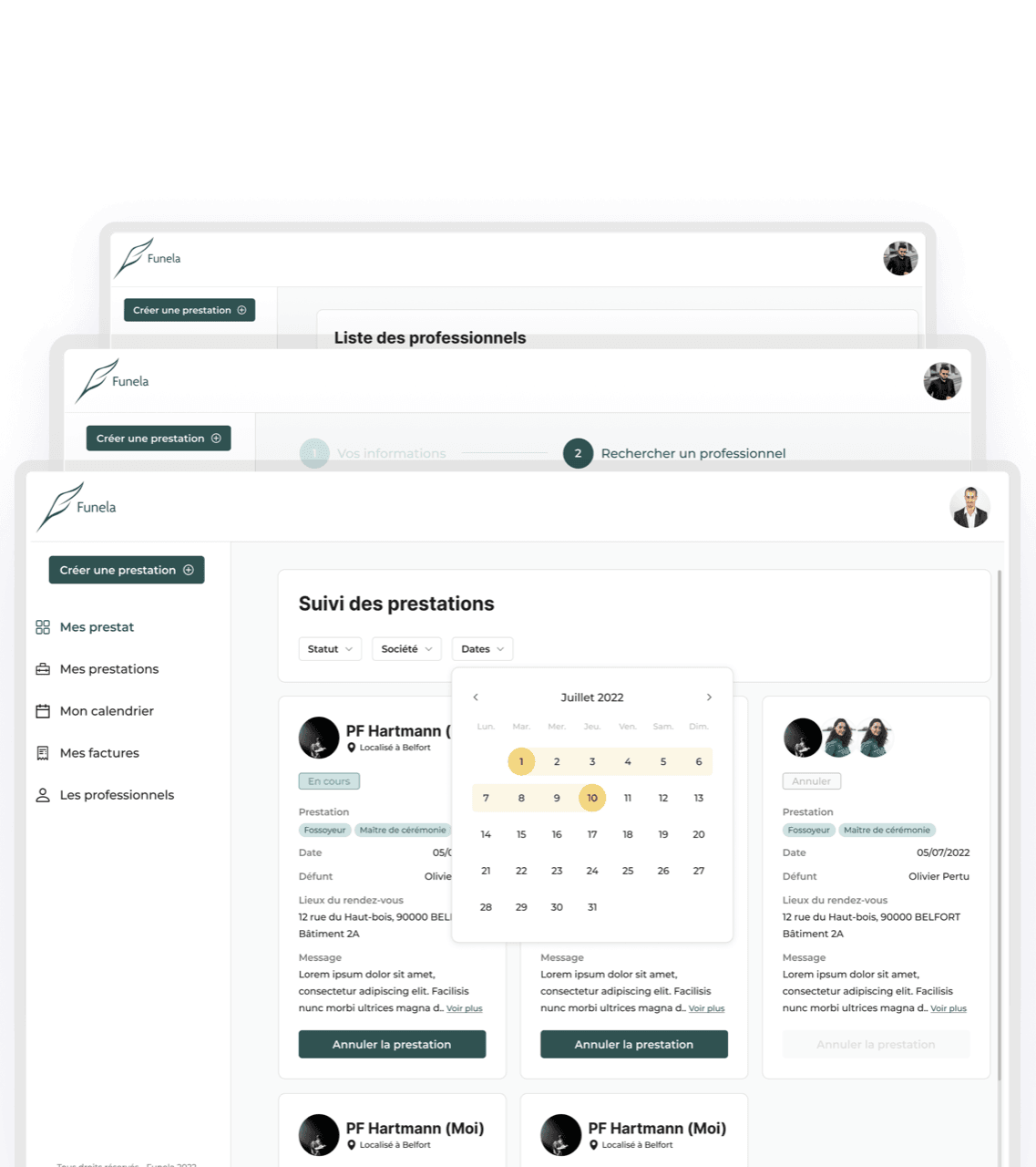Aperçu d'une plateforme métier développée par Najumi